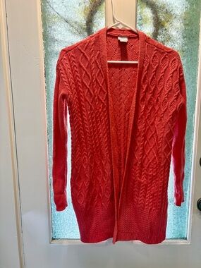 Chico’s Size 0 Knit Open Front Sweater Cardigan - Coral